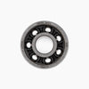 Close-up of Berra skateboard and inlineskating bearing with high carbon steel rings, low-density reinforced nylon polymer cage, and treated with premium lubrication.